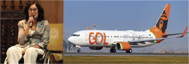 Célia Leão, cadeirante, impedida de voar por almofada ortopédica